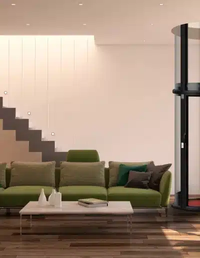 Pneumatic elevator in a private residence showing air-driven technology - Nibav Lifts